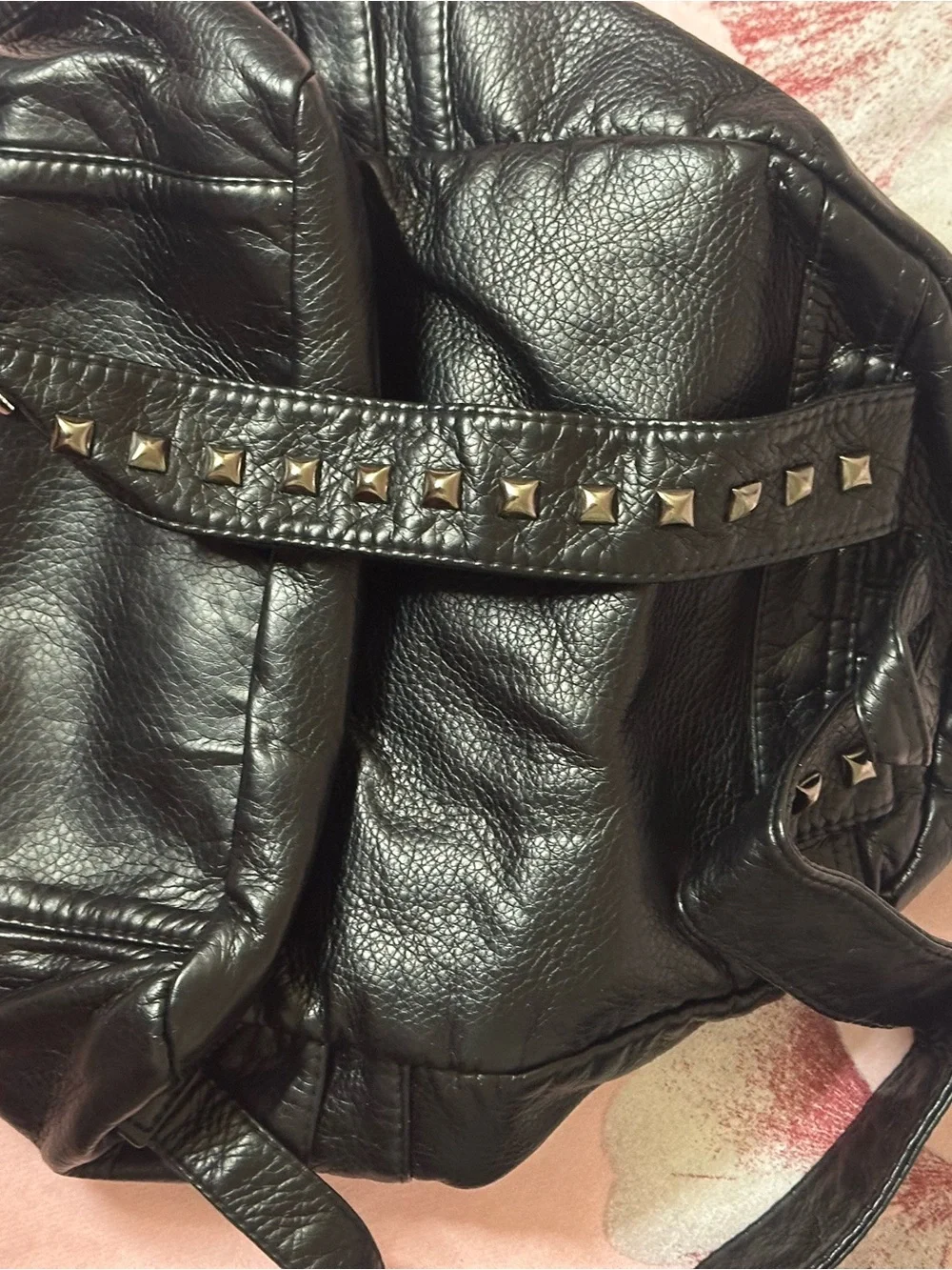 Black Studded Faux Leather Backpack Punk Rock Y2K Bag
